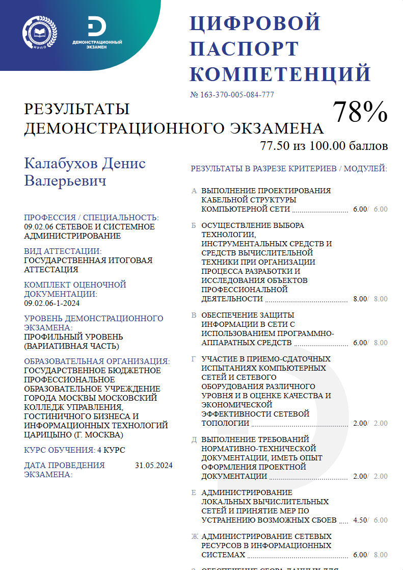 Сетевое и системное администрирование — ИРПО · Демонстрационный экзамен